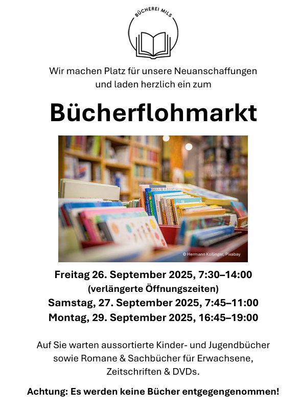 ANkündigung Bücherflohmarkt
