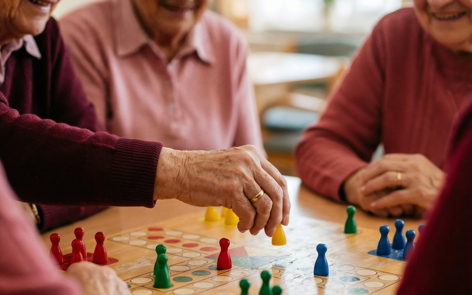 Seniorinnen spielen Brettspiel