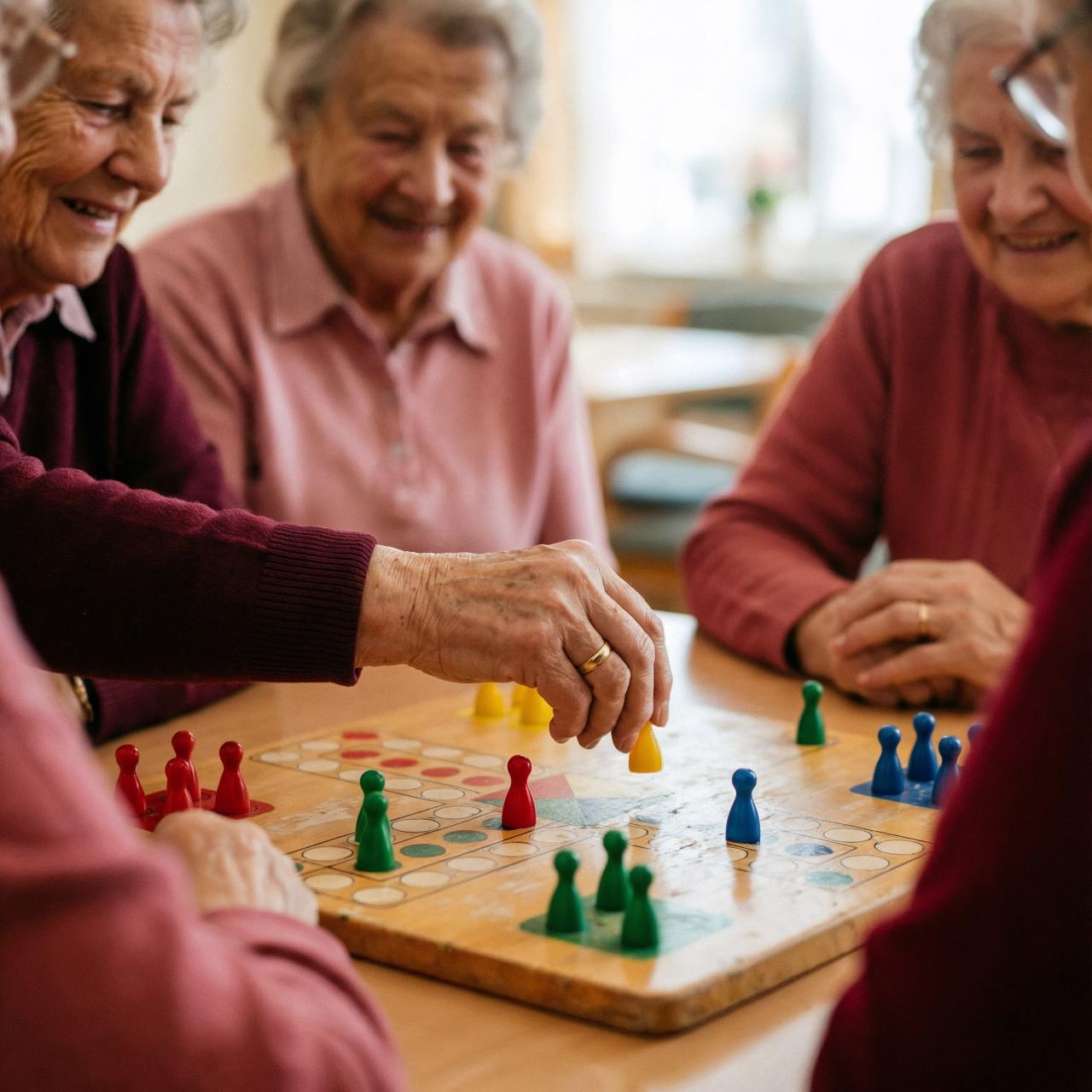 Seniorinnen spielen Brettspiel